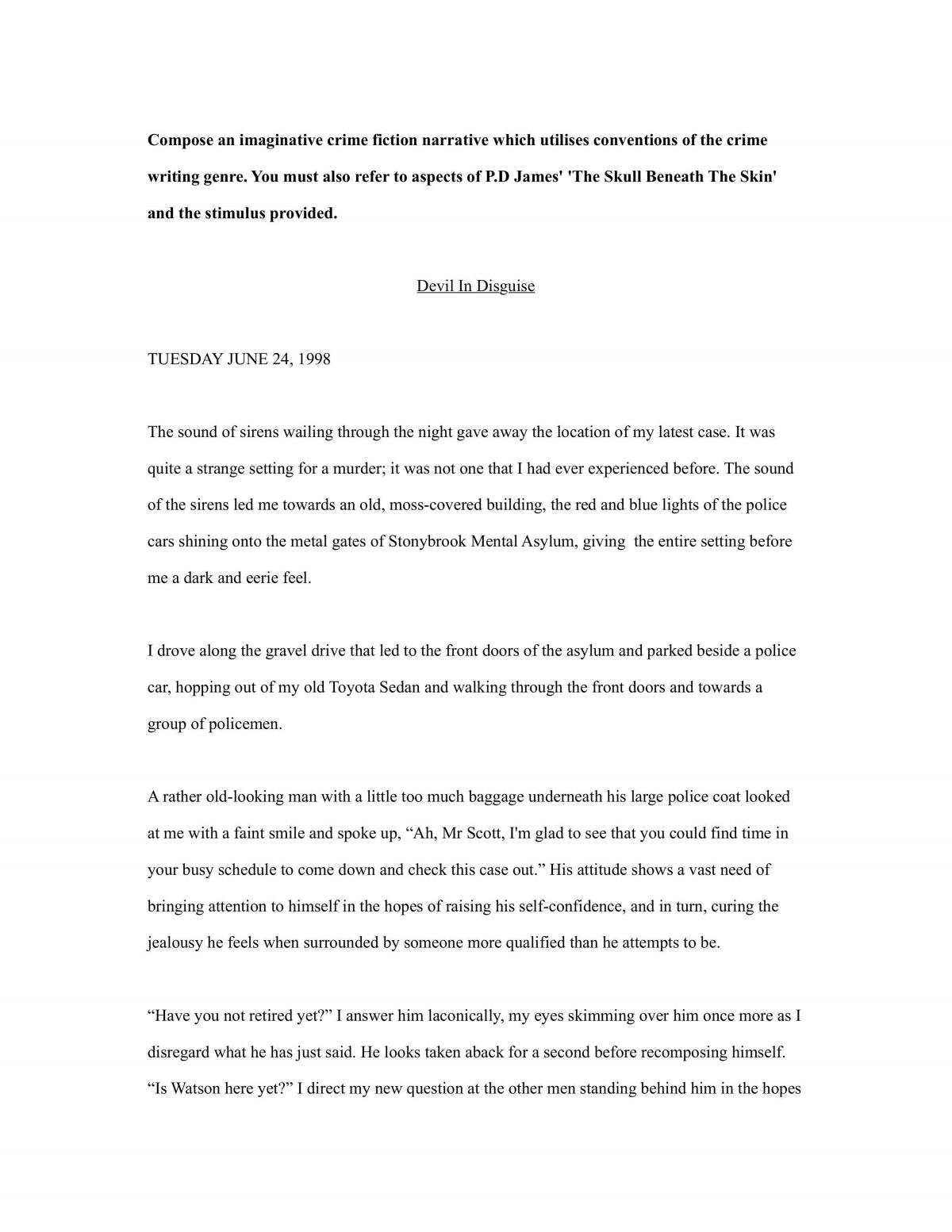 Crime Writing Assessment Task - Devil In Disguise - Page 1
