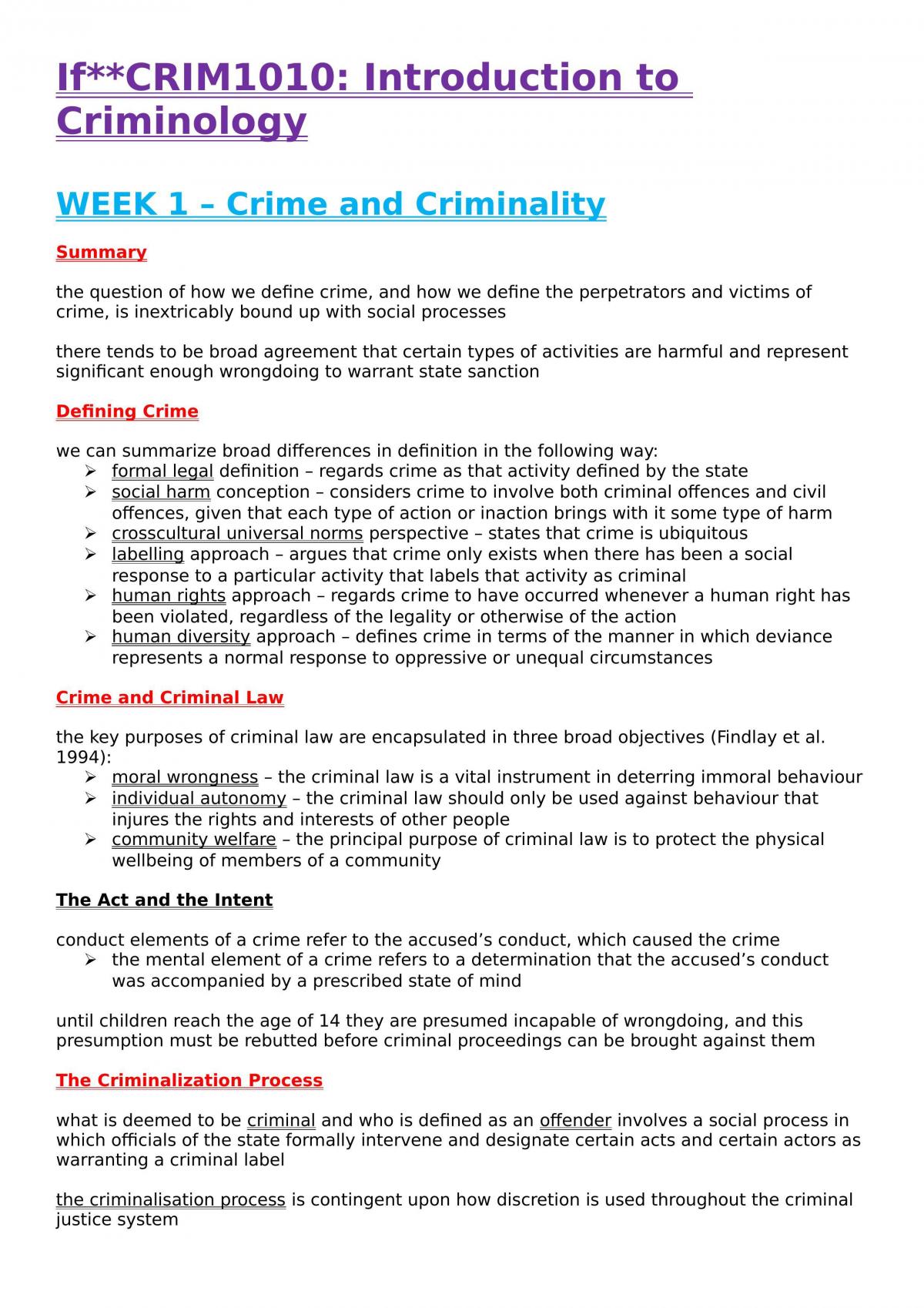 CRIM1101 Full Notes - Page 1