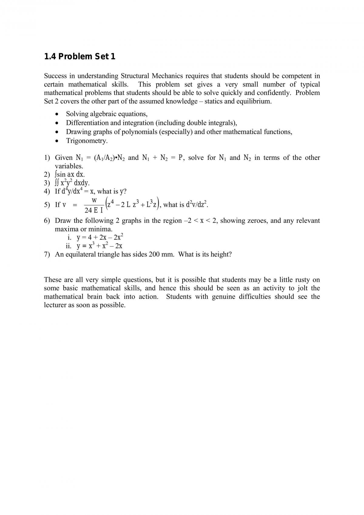 Problem sets - Page 1