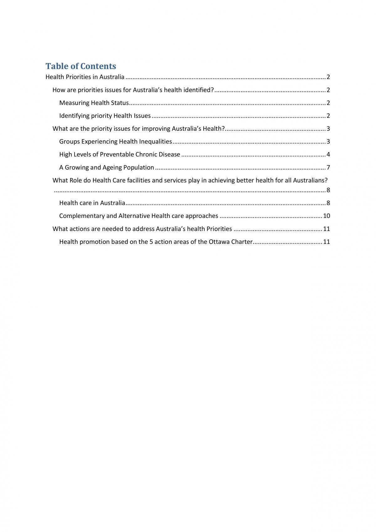 Syllabus Notes- Health Priorities in Australia - Page 1