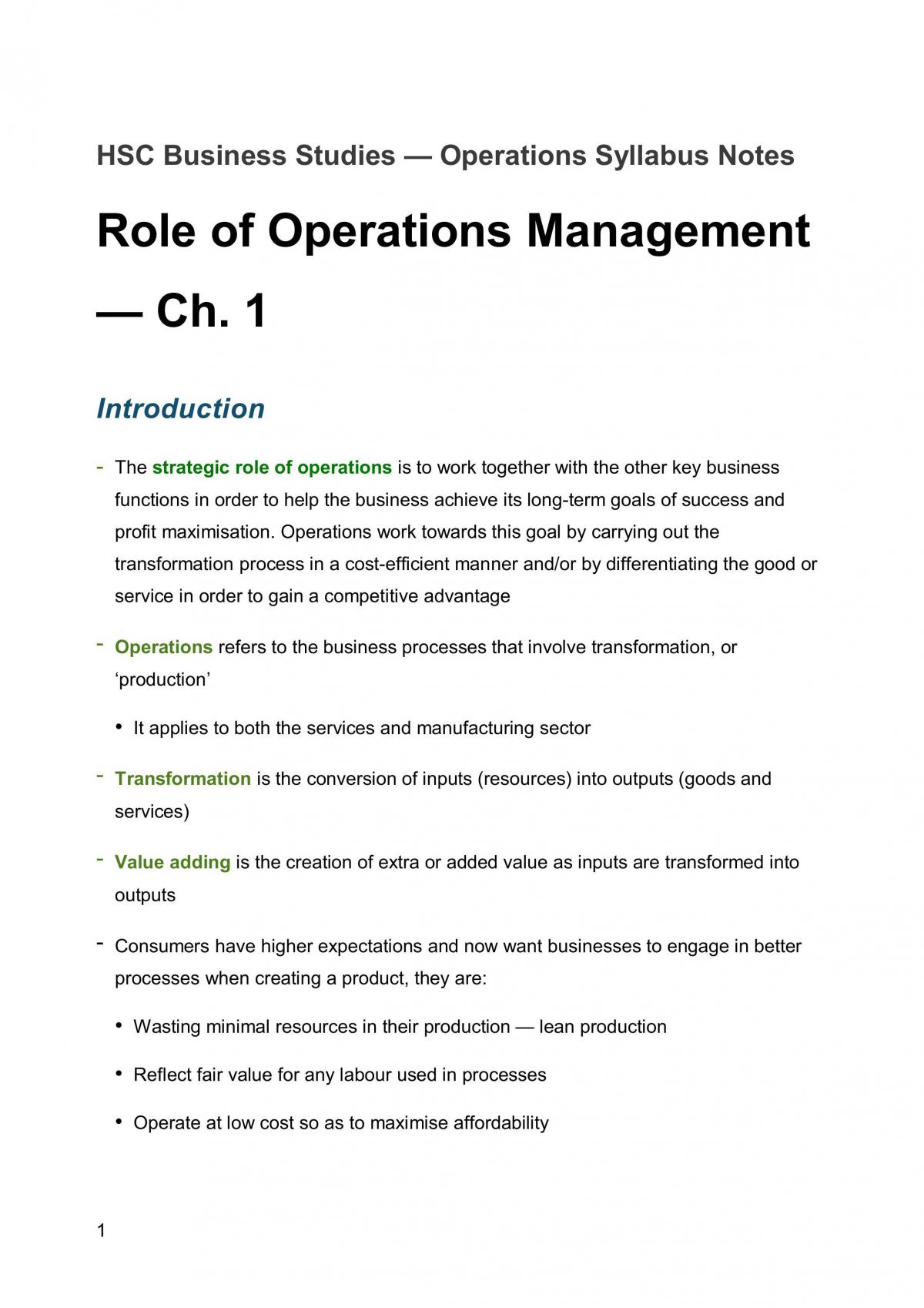 Operations Notes - Page 1