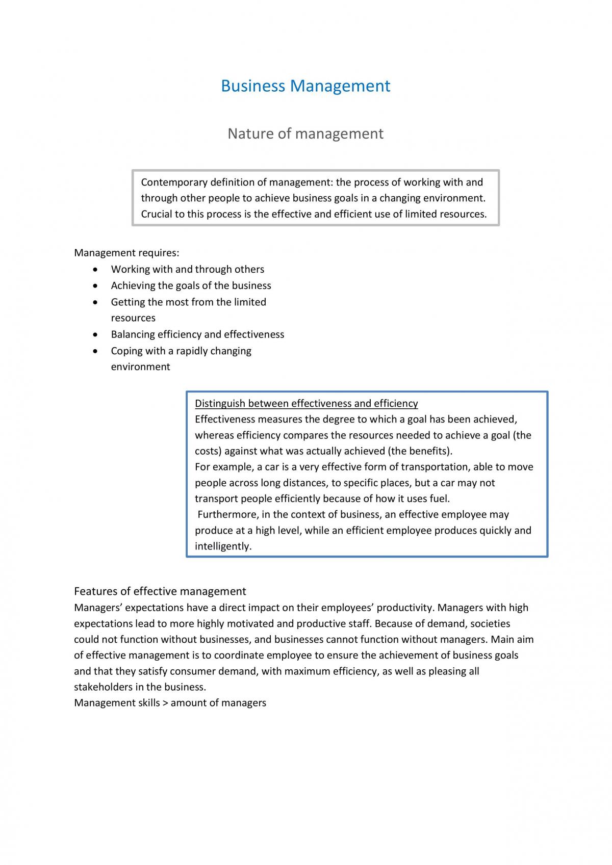 Preliminary Notes on Business Management topic - Page 1