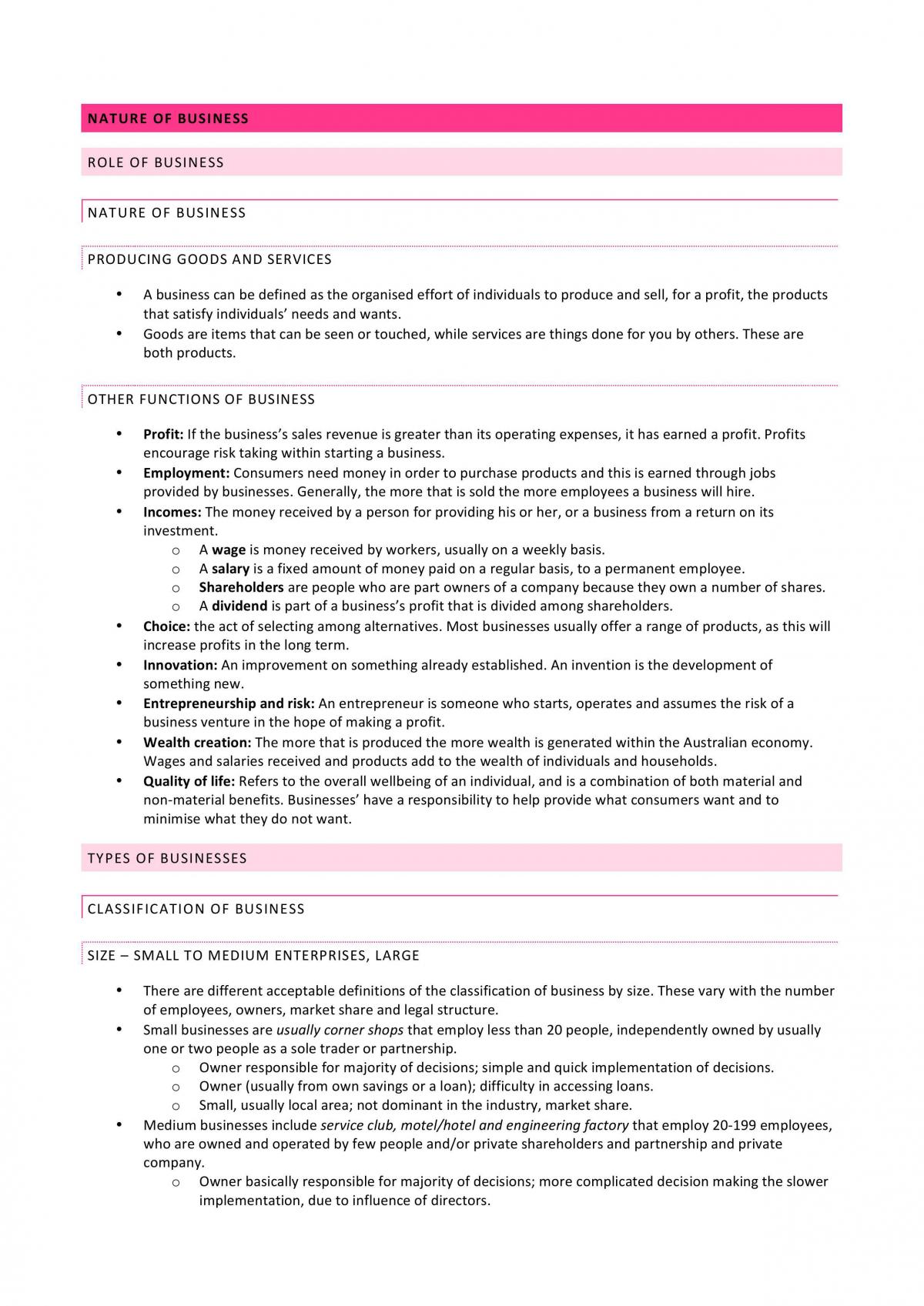 Business Studies Notes - Page 1