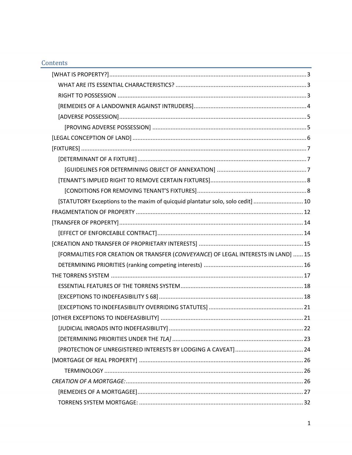 Property Exam Notes - Page 1