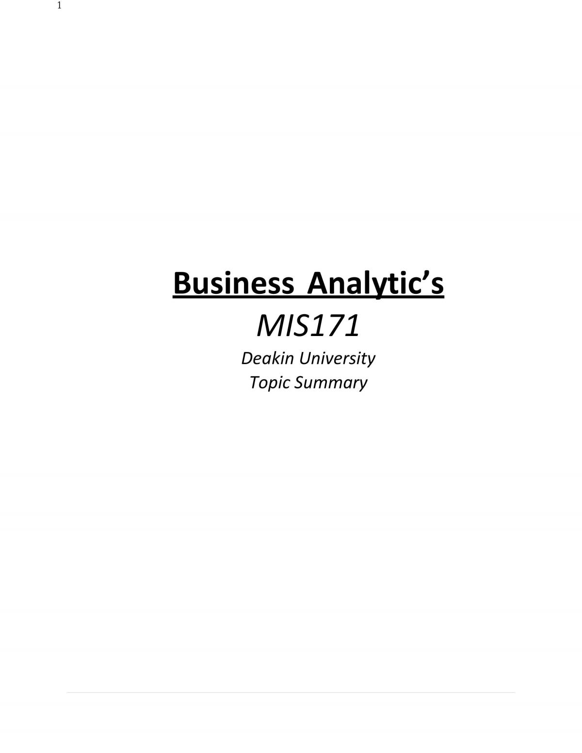Business Analytics Trimester Revision - Page 1