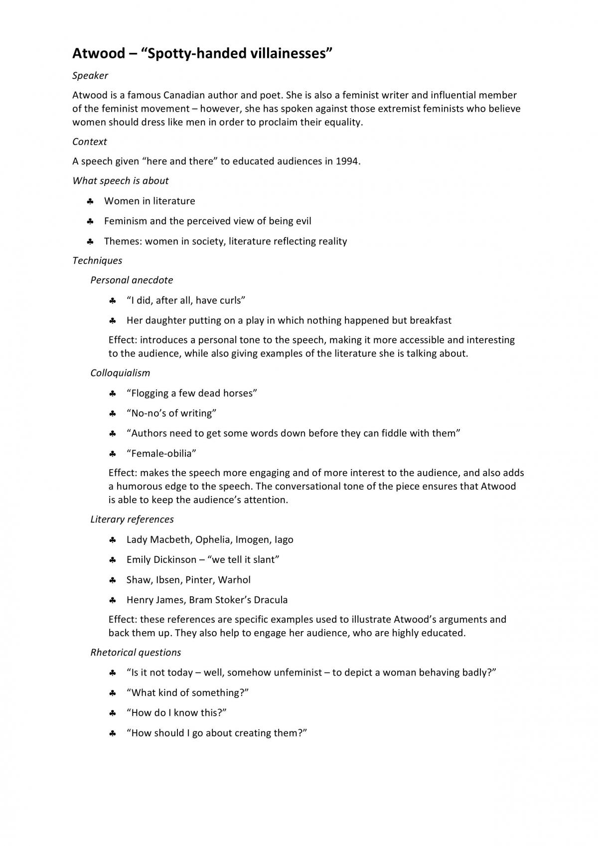 Atwood, Deane and Pearson Notes  - Page 1