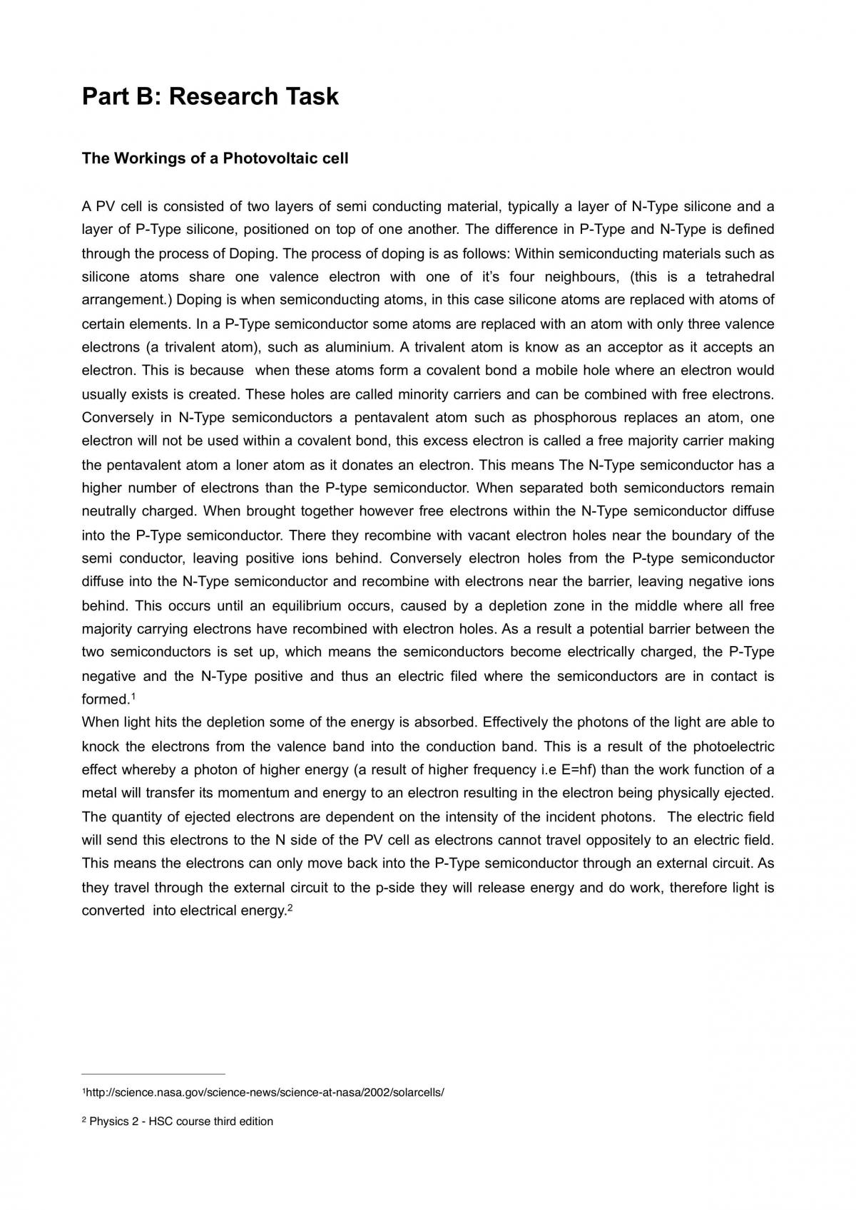 The Workings and Application of Photovoltaic Cells - Page 1