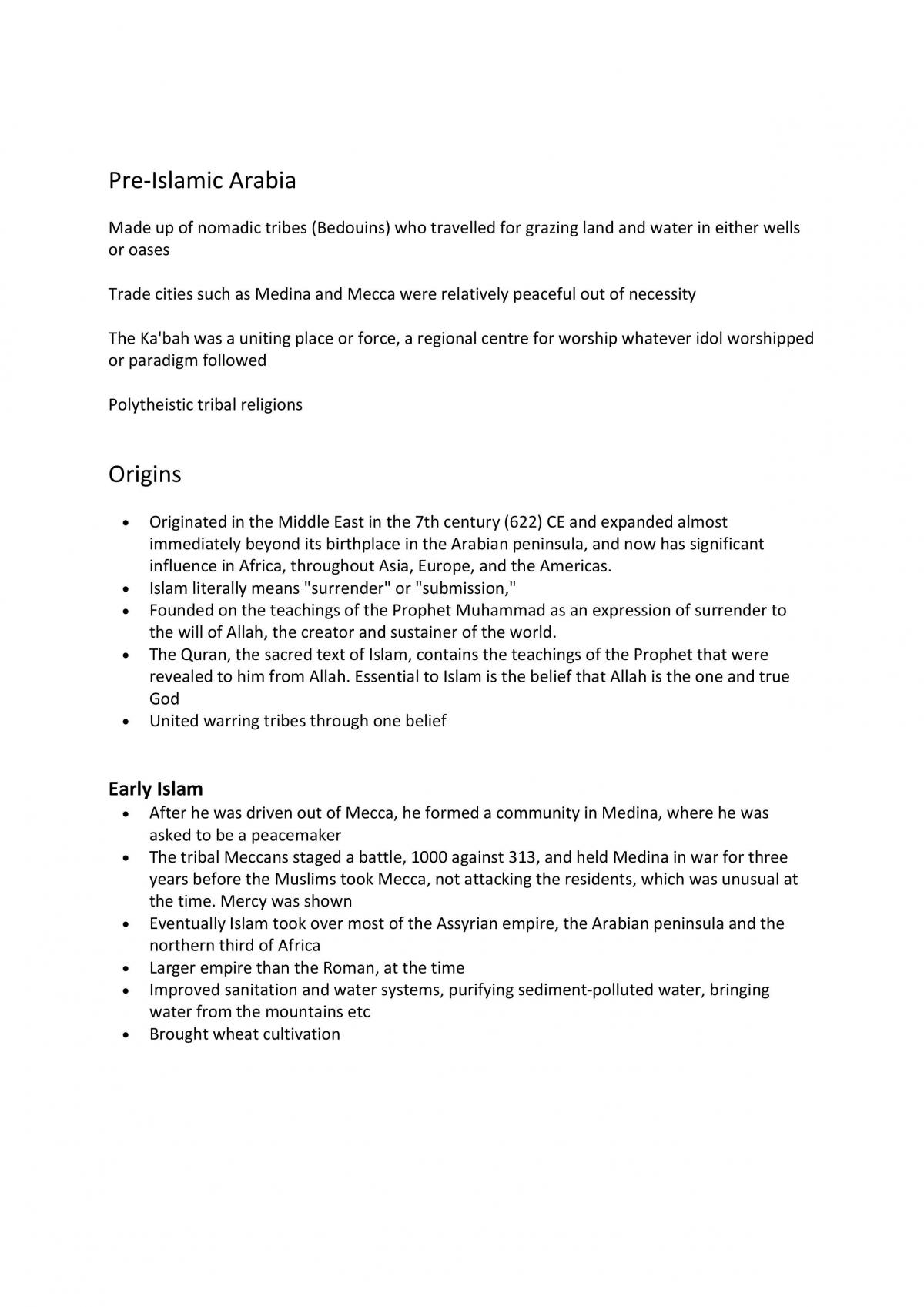 Year 11 Islam Notes - Page 1