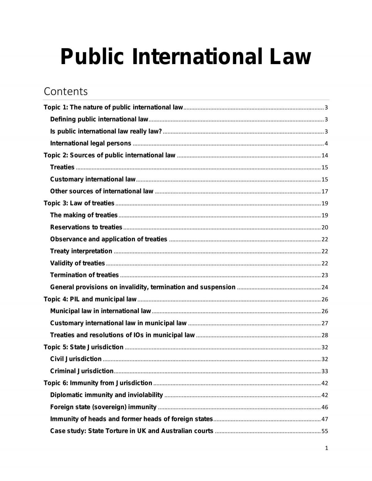 LAWS1023 - Public International Law Notes - Page 1