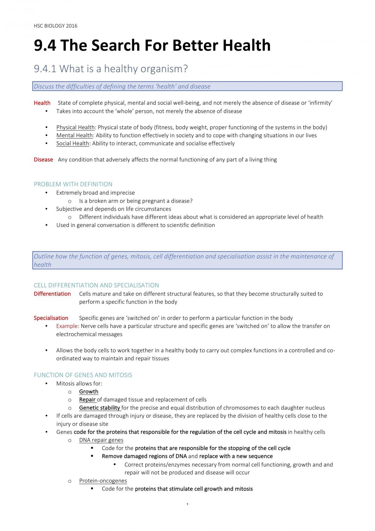 Search For Better Health Complete Notes - Page 1