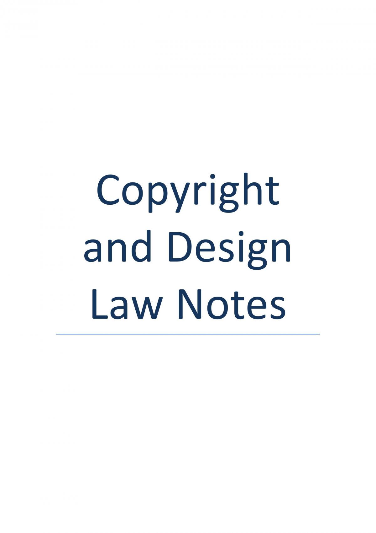 Copyright and Design Law Complete Notes - Page 1