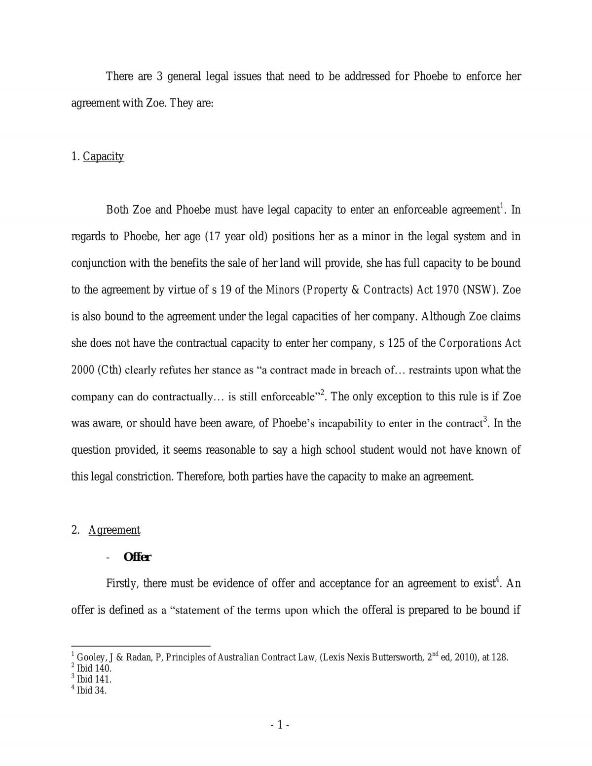 LAW204 - First Hypothetical Assignment - Page 1