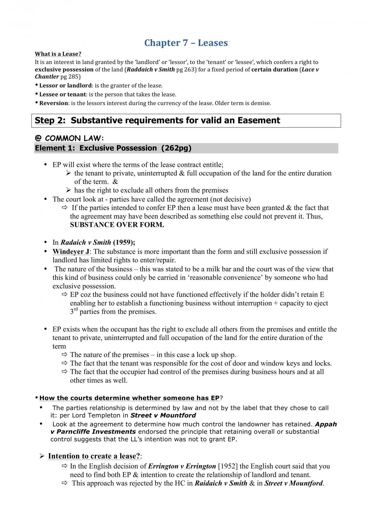 Leases Notes - Page 1