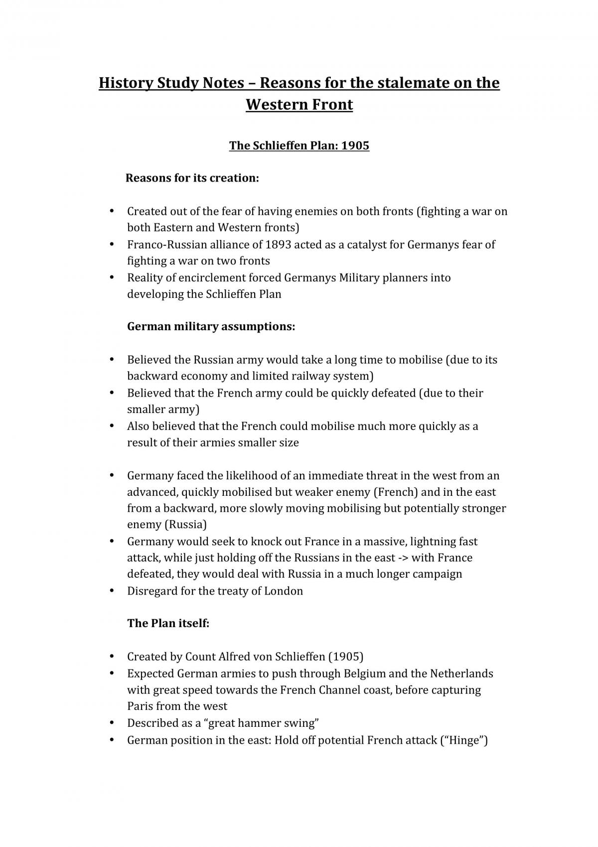 WW1 Syllabus Notes - Page 1