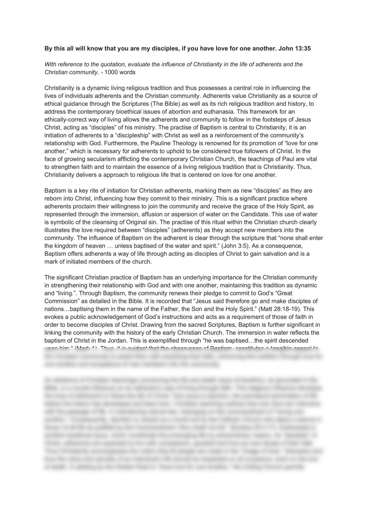 Christianity - Impacts on Community and Adherents - Page 1