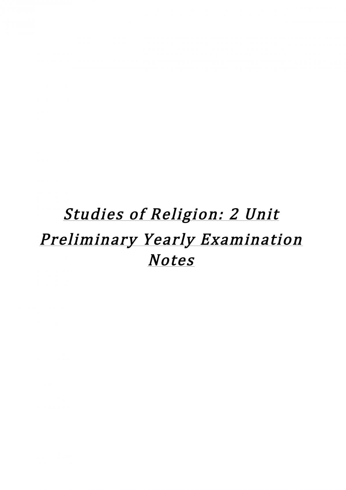 Preliminary Studies of 2 Unit Religion Notes - Page 1