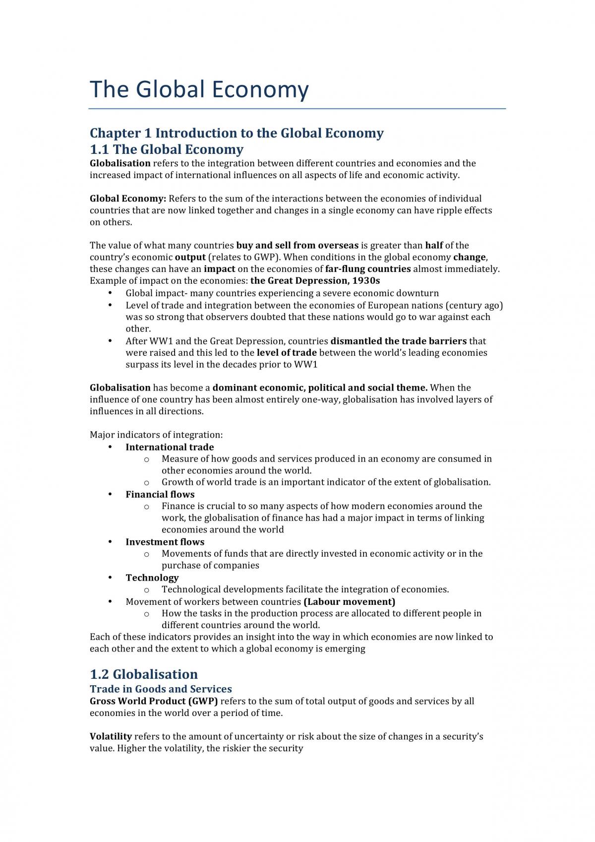 global economic policy assignment