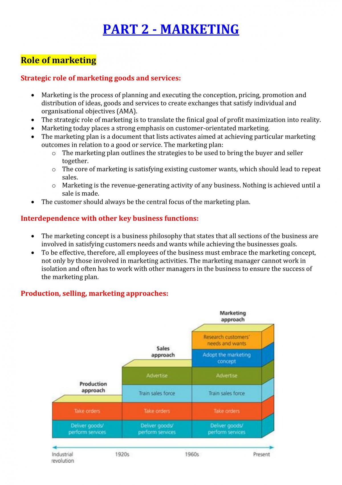 Business Studies Notes on Marketing - Page 1