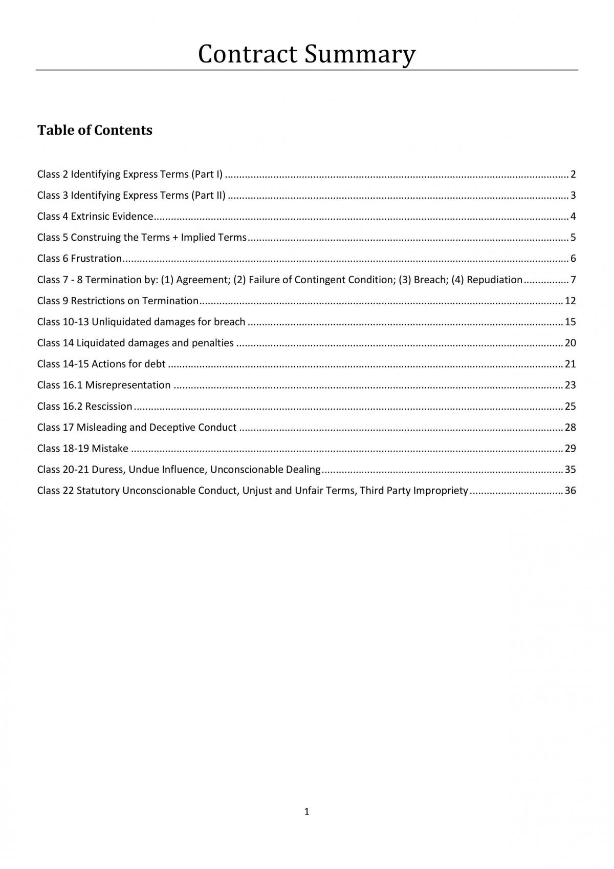 Exam Summary - Page 1