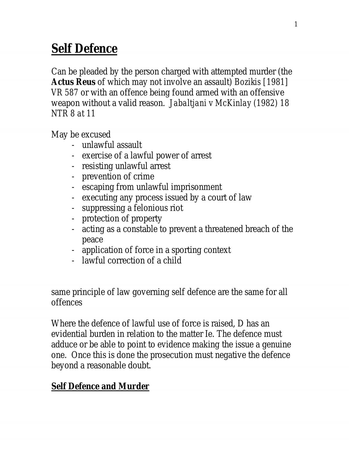 Self Defence - Page 1