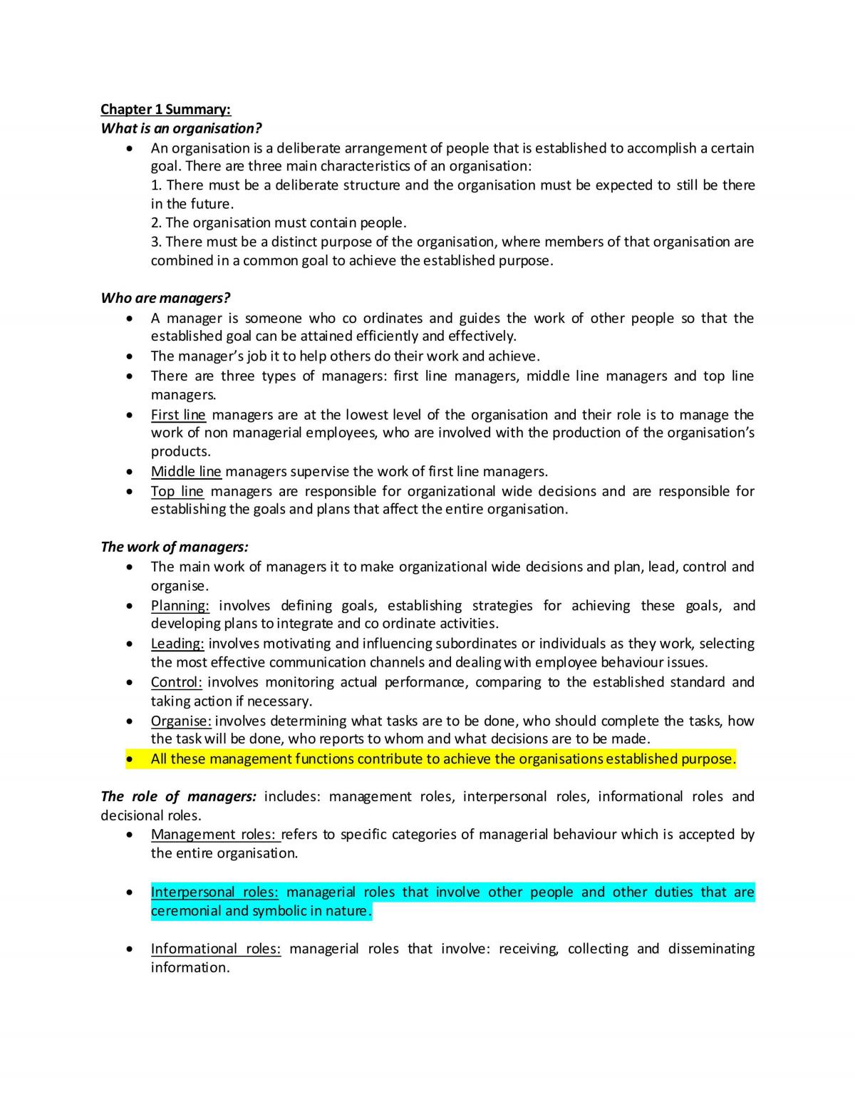 MGMT1001- Basic Notes - Page 1
