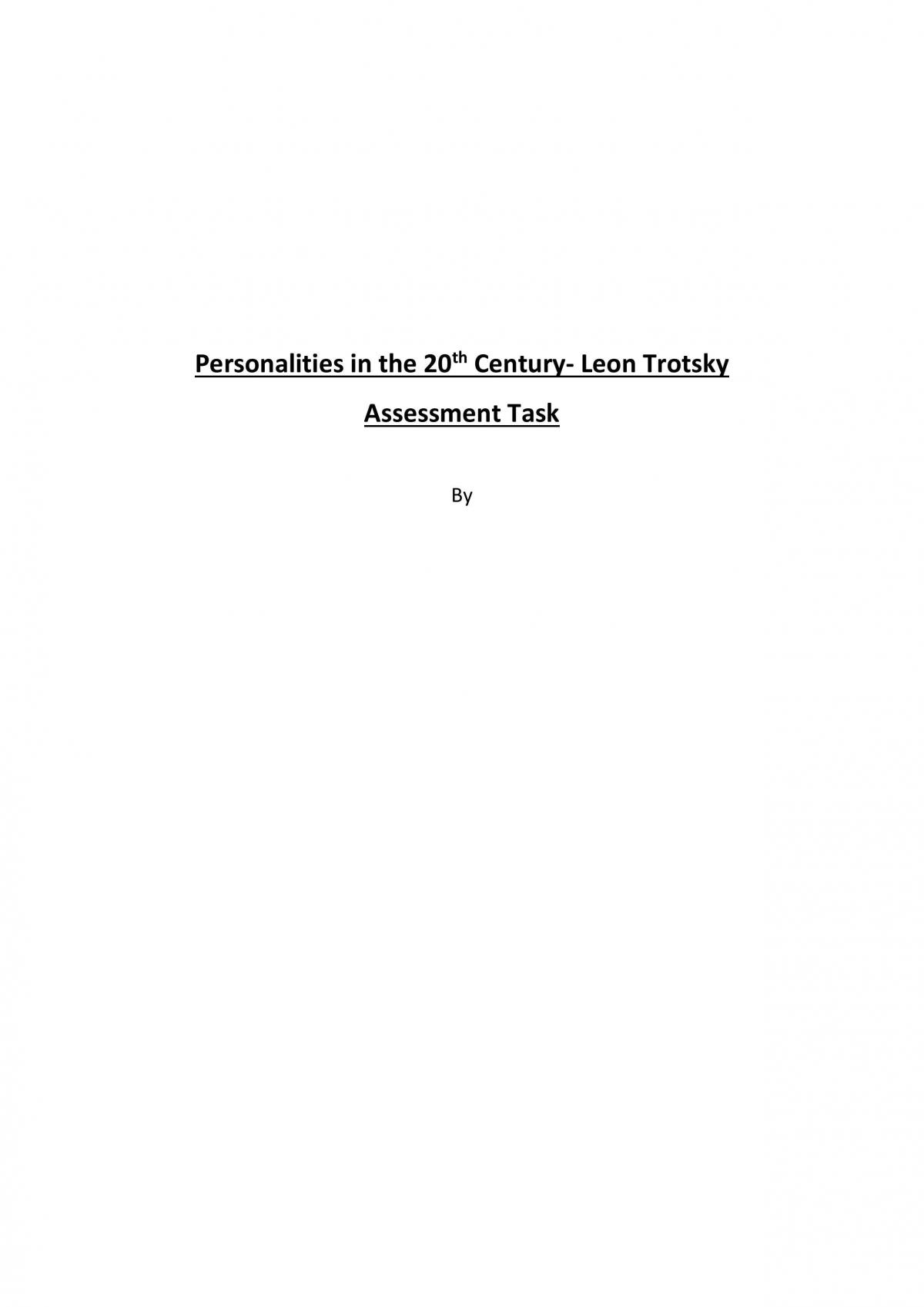 Leon Trotsky Personality Study Assignment - Page 1