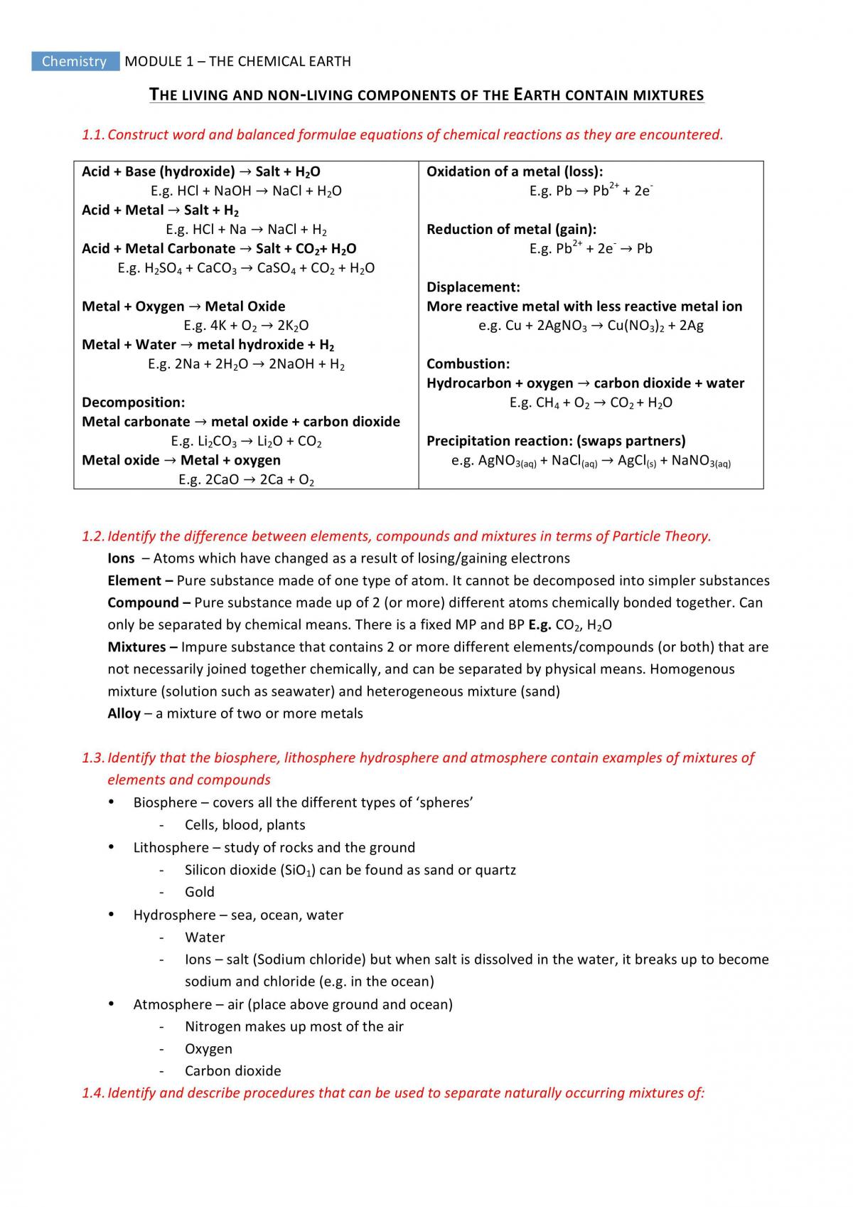 The Chemical Earth Complete Notes  - Page 1