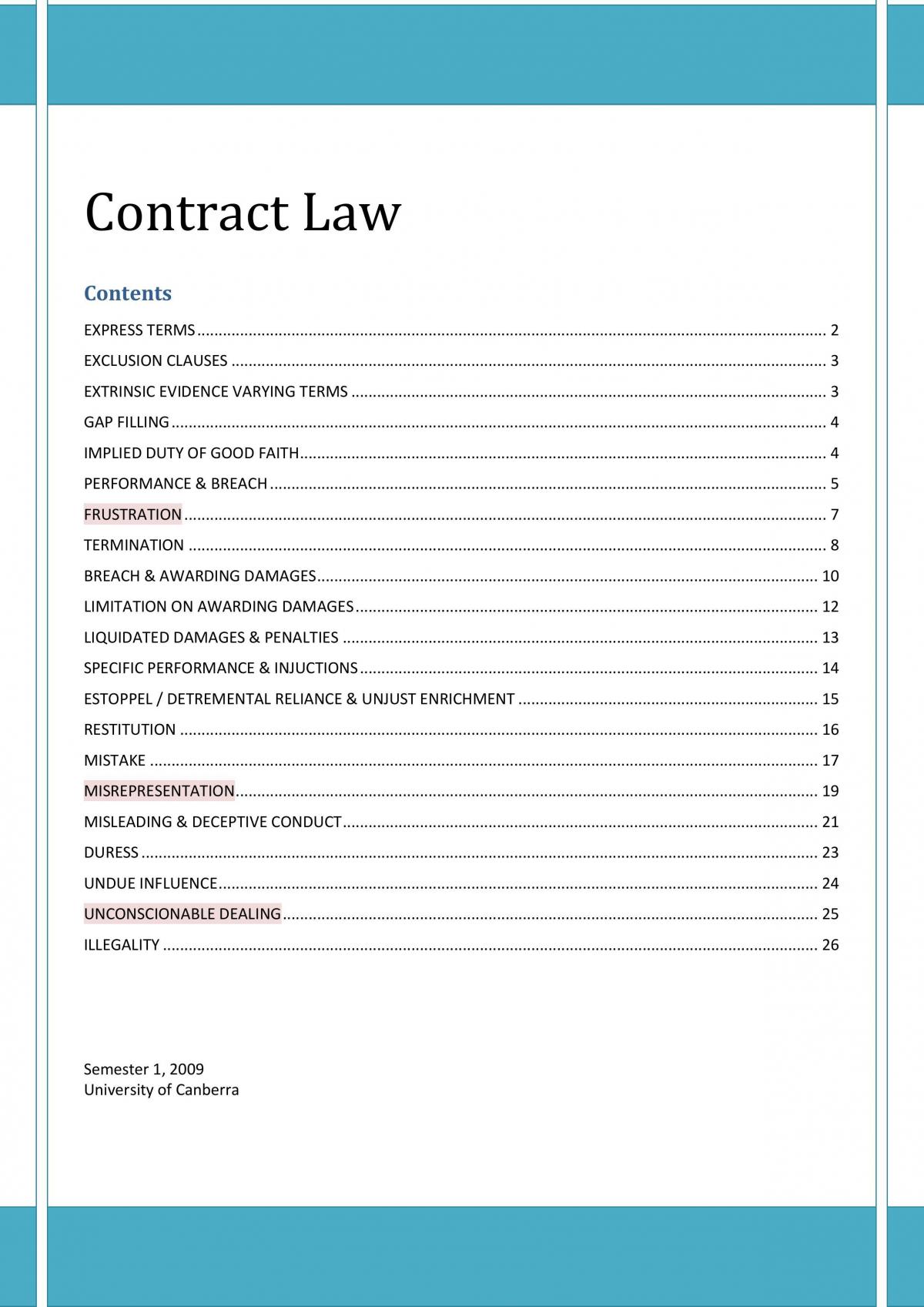 Contract Law Exam Notes - Page 1