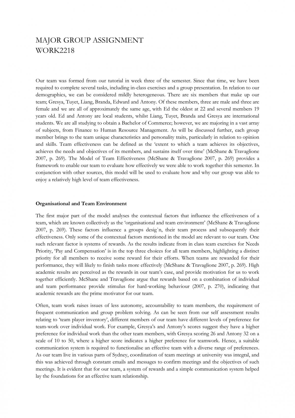 WORK2218 - major group assignment - Page 1