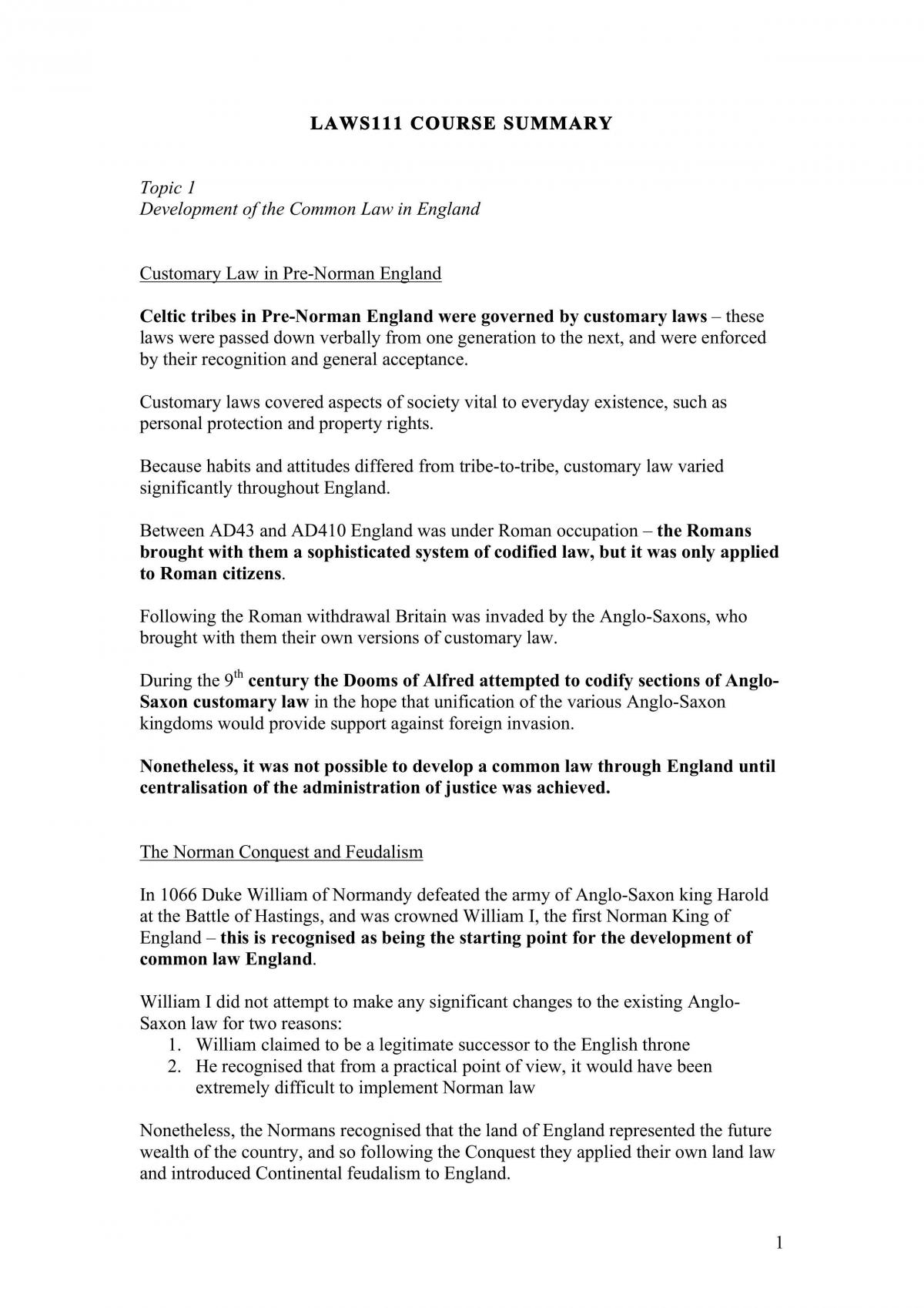 LAWS1111 Course Summary - Page 1