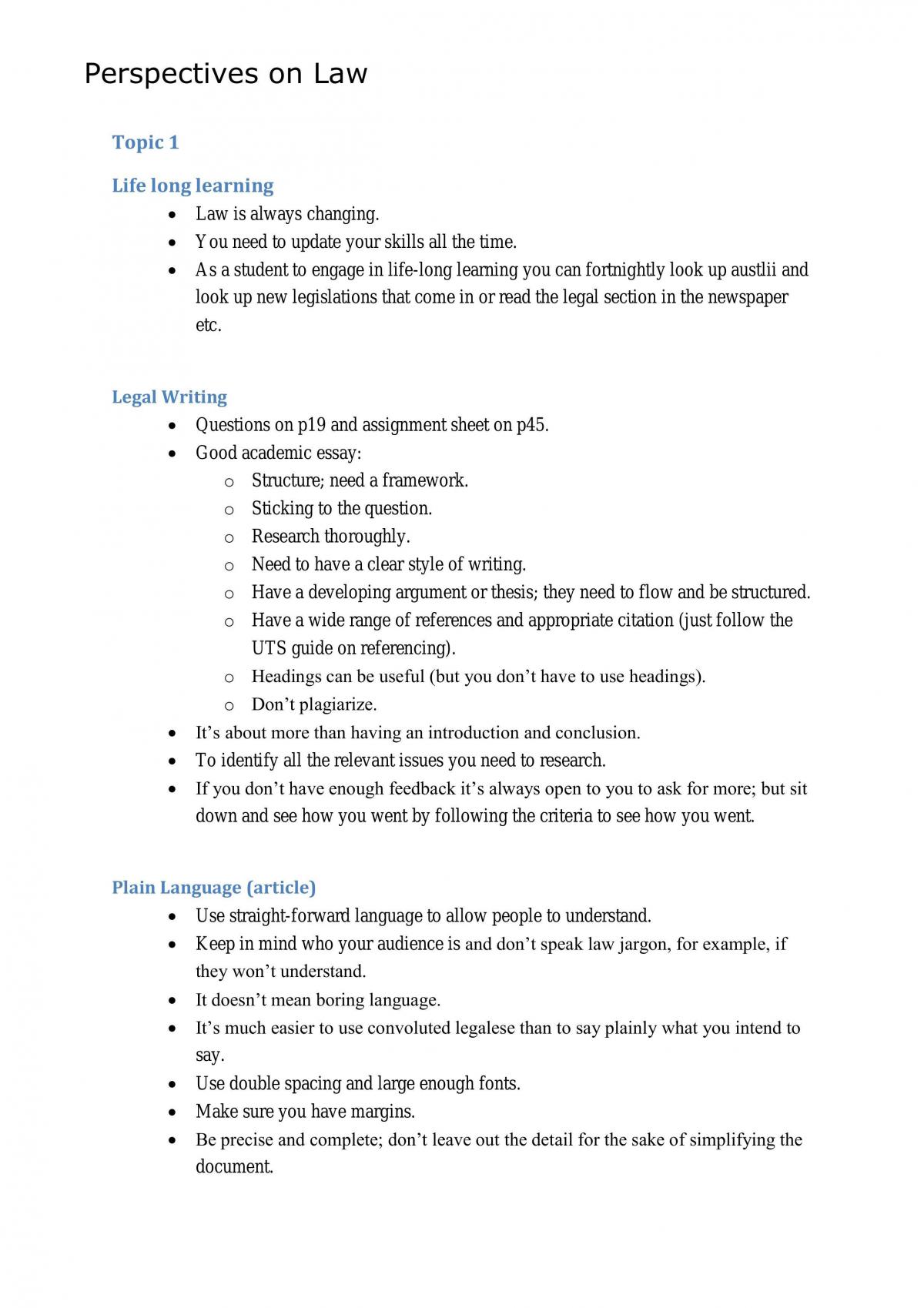 Perspectives on Law Notes - Page 1