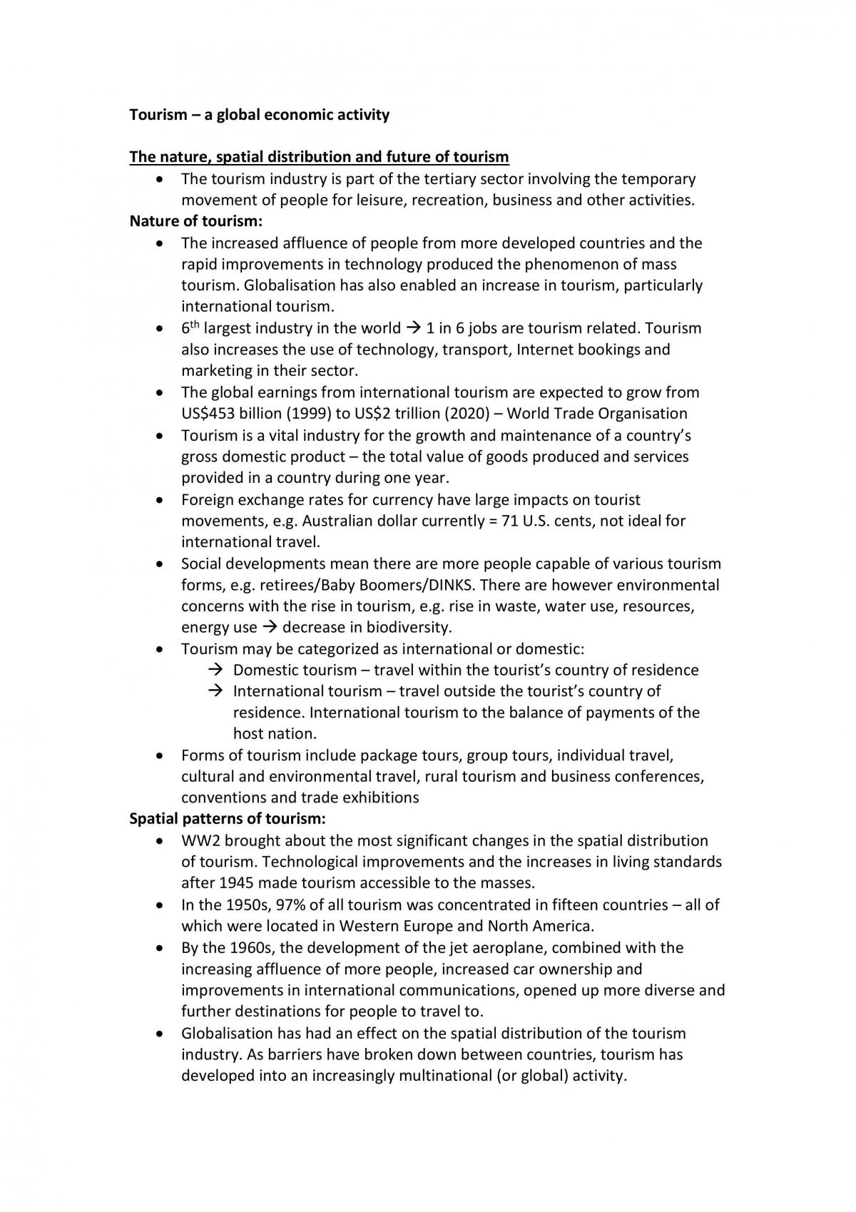 Tourism Geography Notes - Page 1