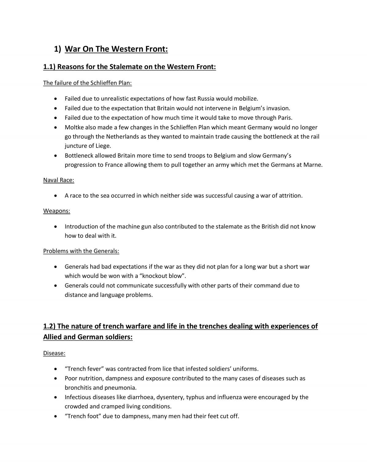 WW1 HSC Notes - Page 1