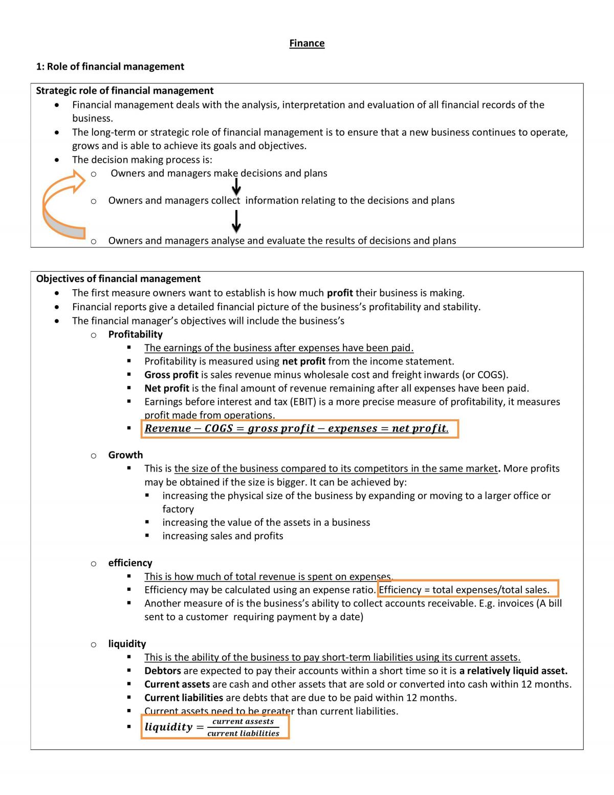 Finance HSC Notes - Page 1