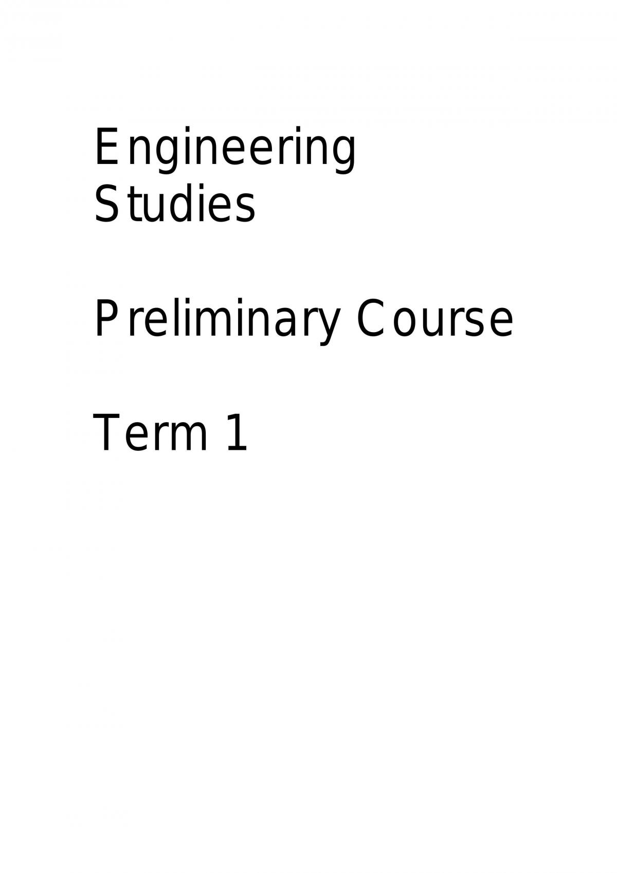 Preliminary Engineering Studies Notes - Page 1
