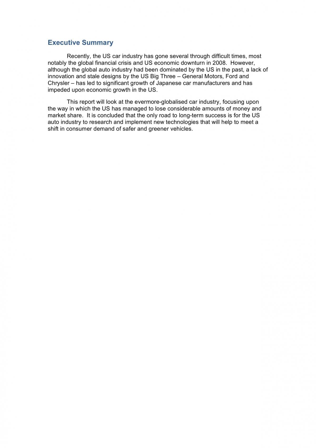 American Car Industry Report - Page 1