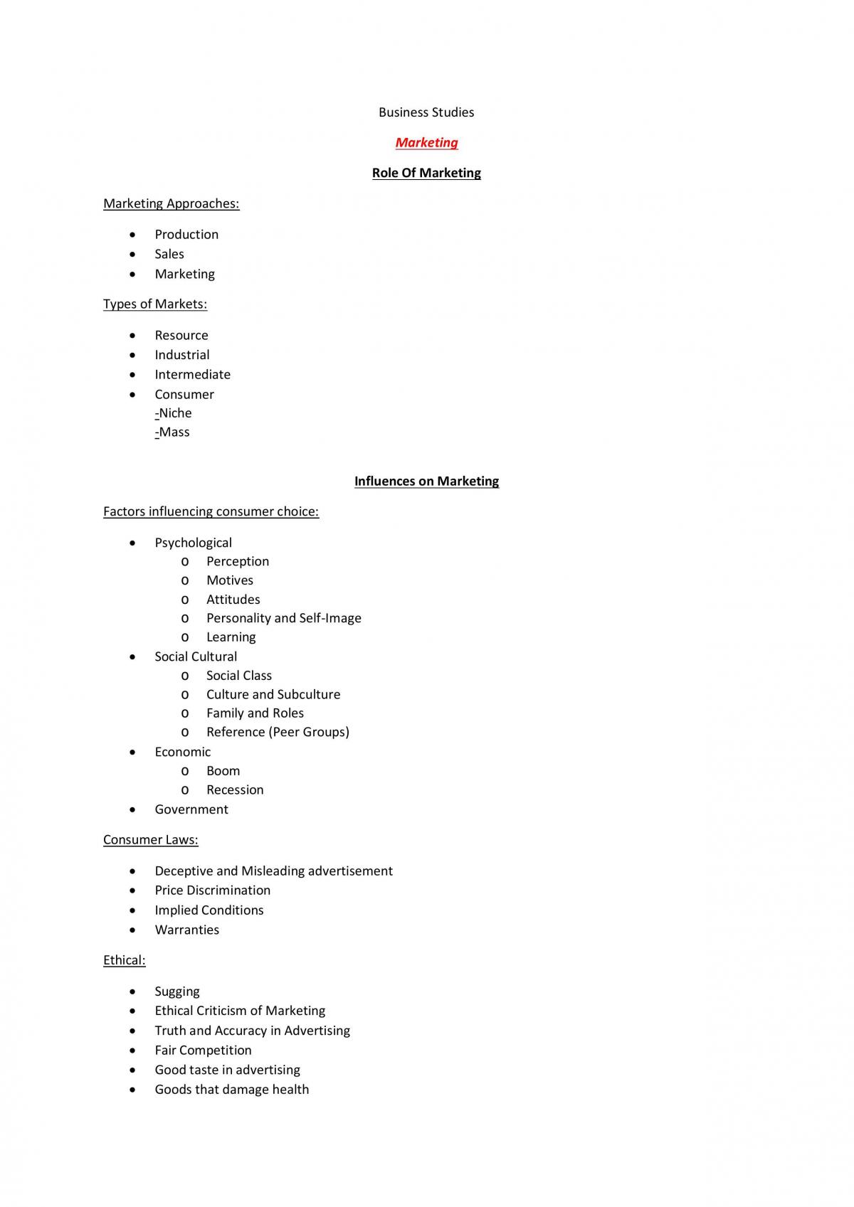 Business Studies Full Notes! - Page 1