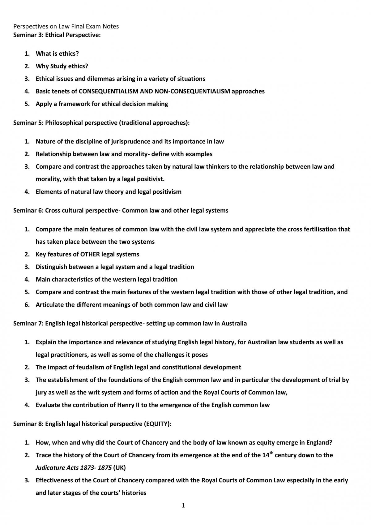 INDEPTH NOTES PERSPECTIVES ON LAW - Page 1