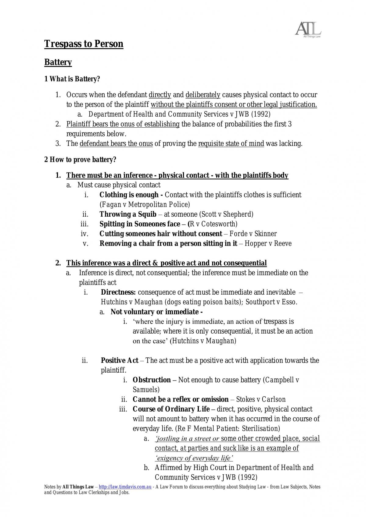 Torts Notes - Page 1