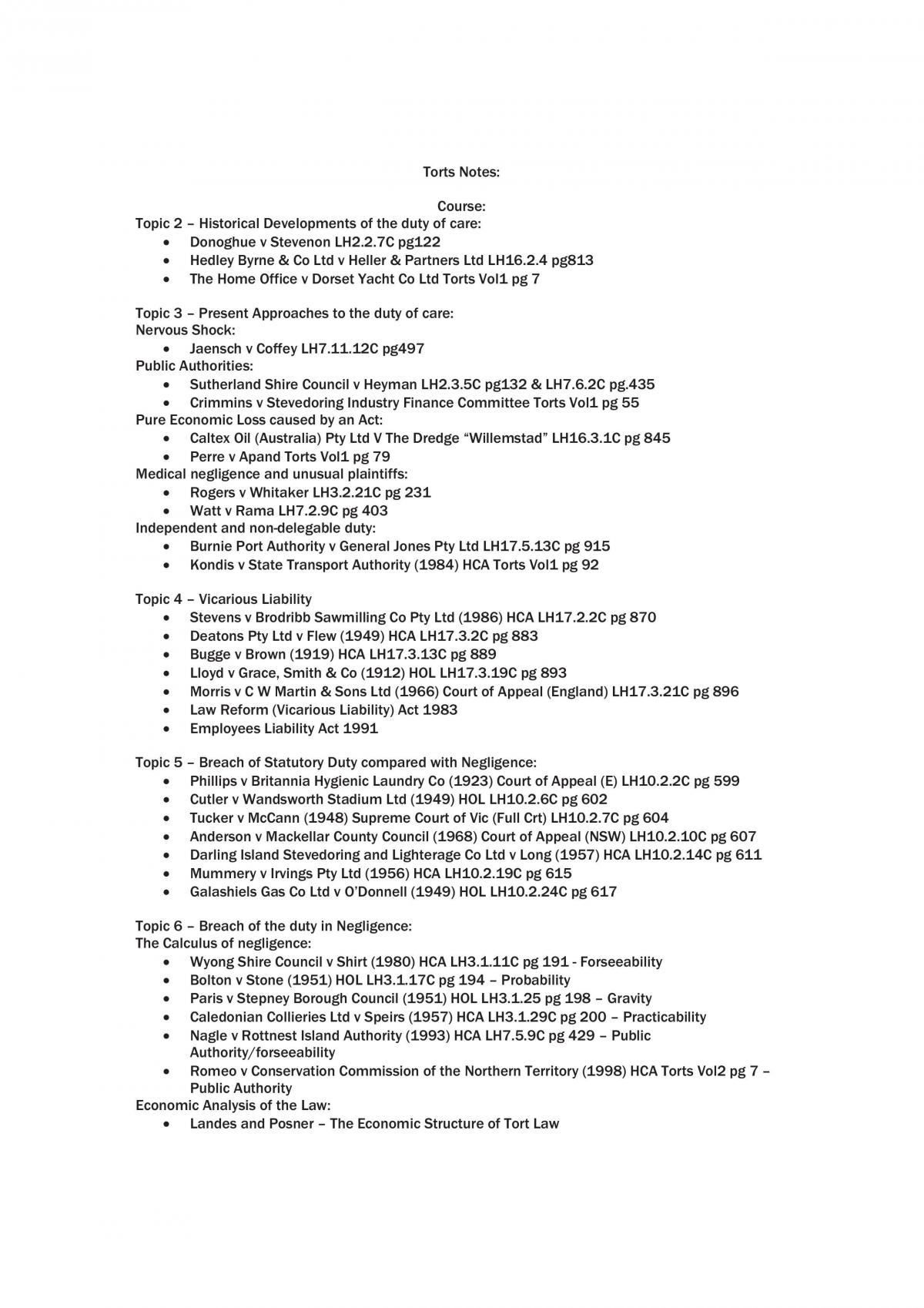 Torts Notes - Page 1