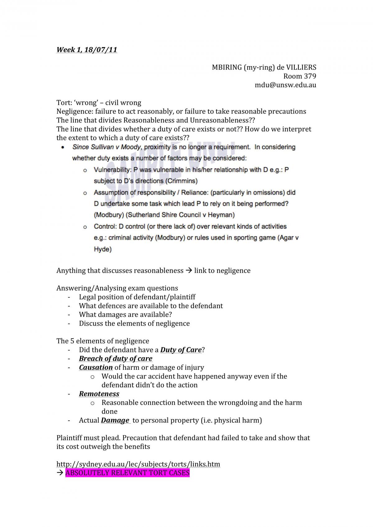 torts part 1 notes - Page 1