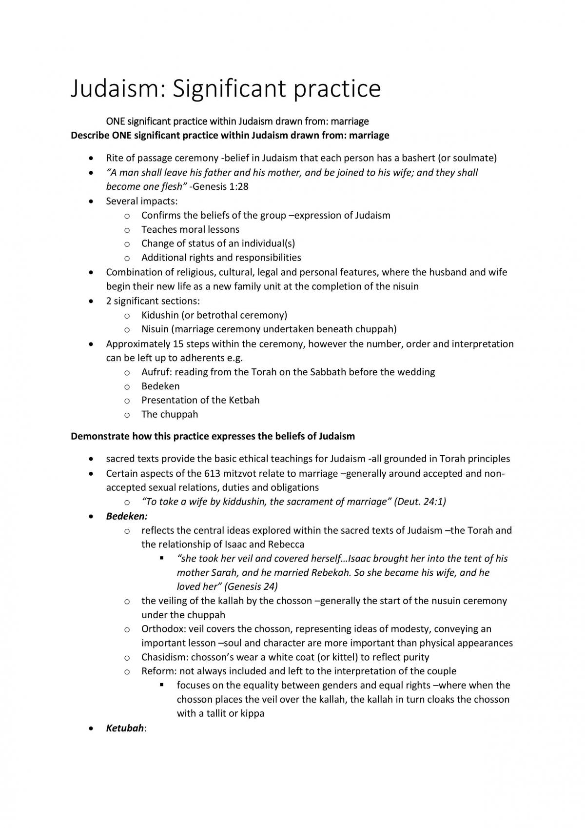 Judaism Syllabus Notes  - Page 1