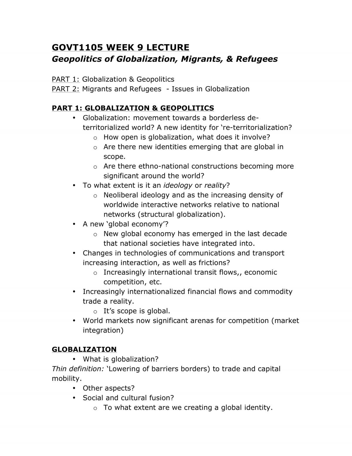 GOVT1105 Wk 9 Lecture - Page 1