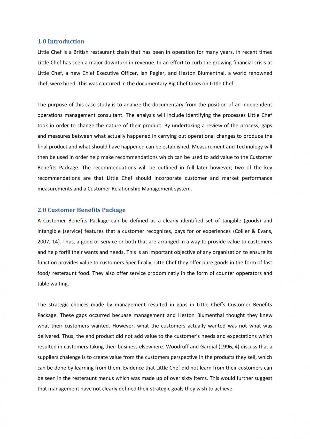 Assessment 1 – Little Chef Case Study - Page 1