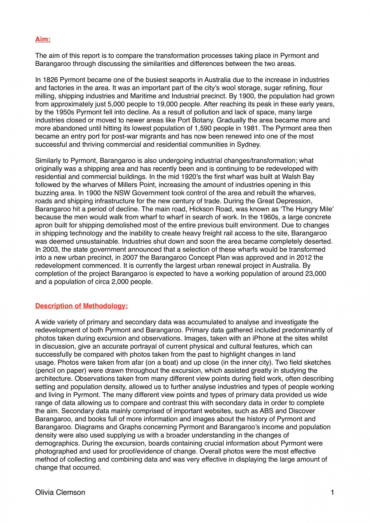 Barangaroo and Pyrmont Case Study - Page 1