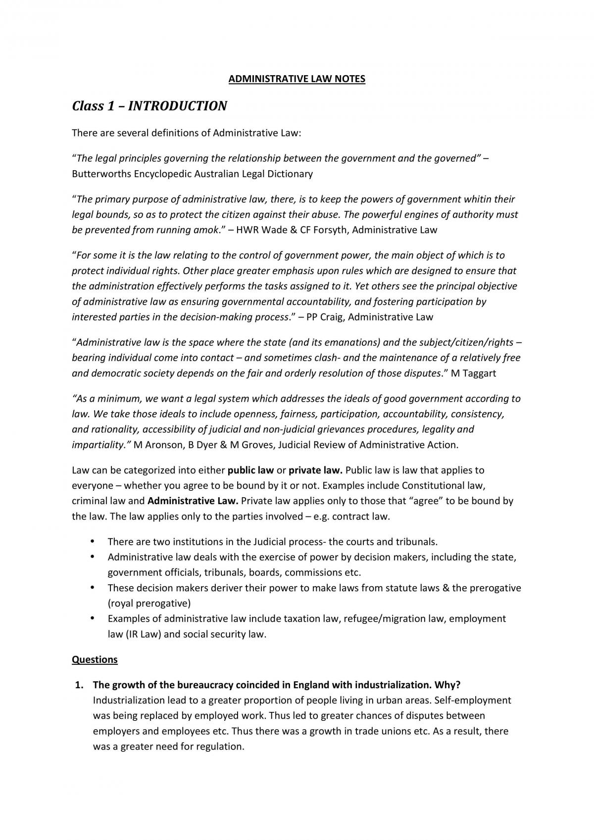 Adminstrative Law Notes - Page 1