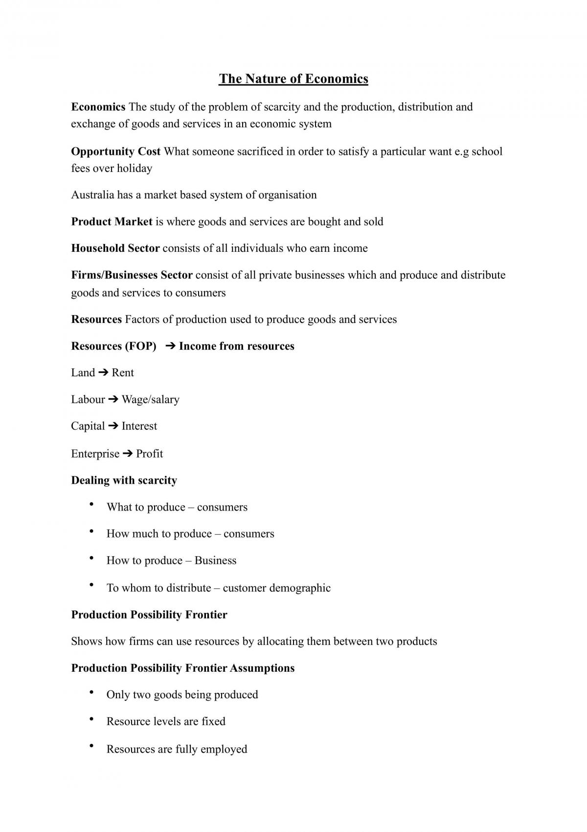 Economics Half Yearly Notes - Page 1