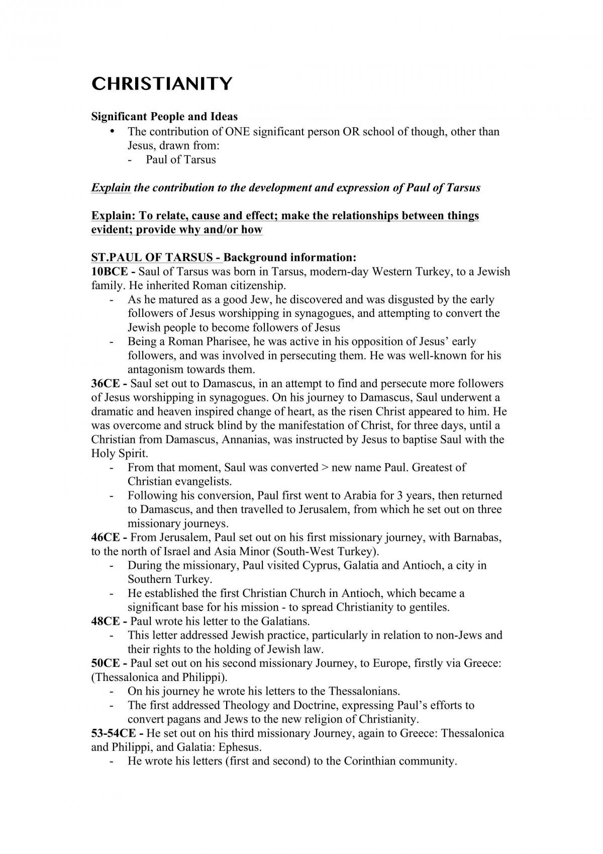 Christianity Study Notes  - Page 1