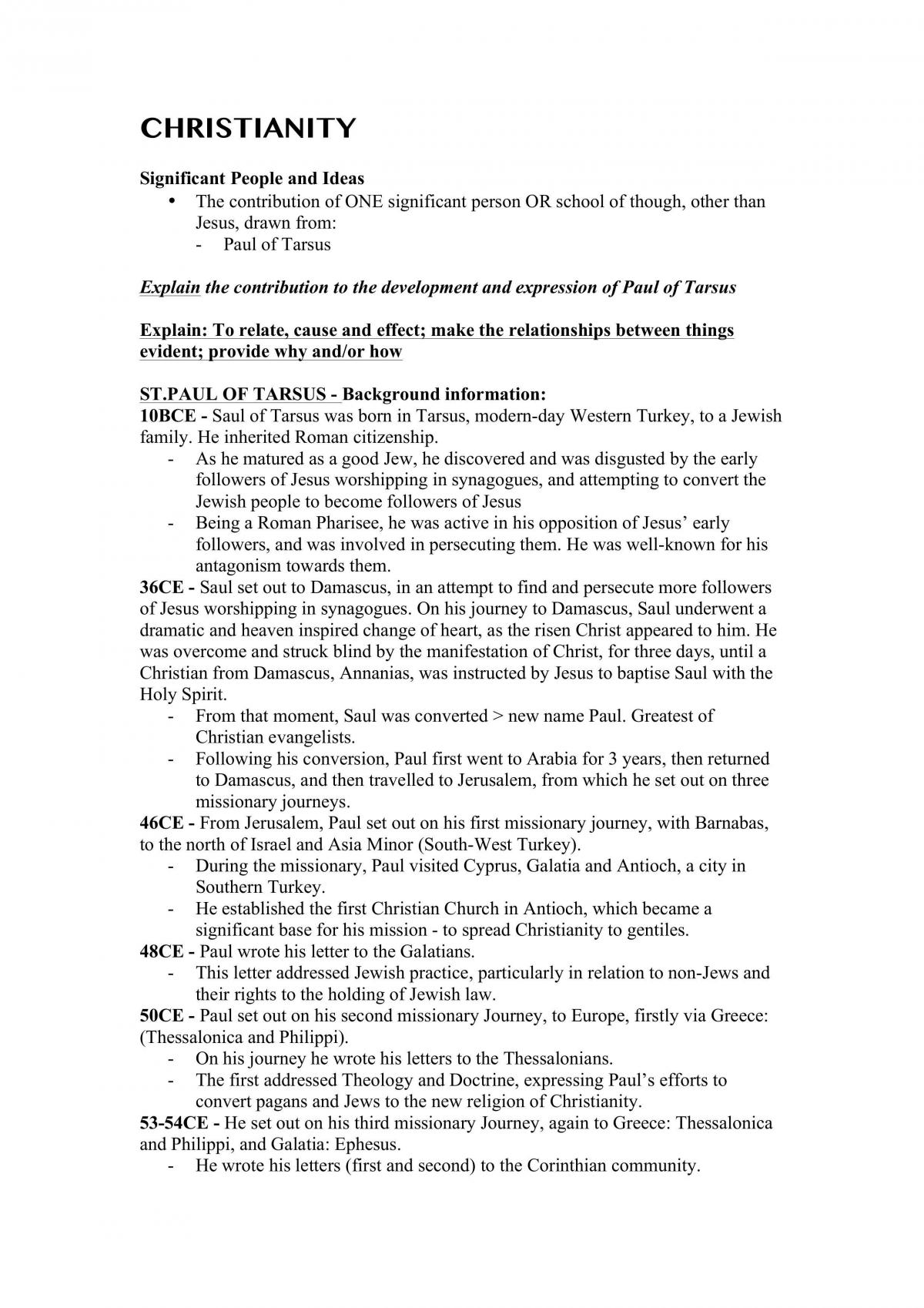 Christianity Study Notes  - Page 1