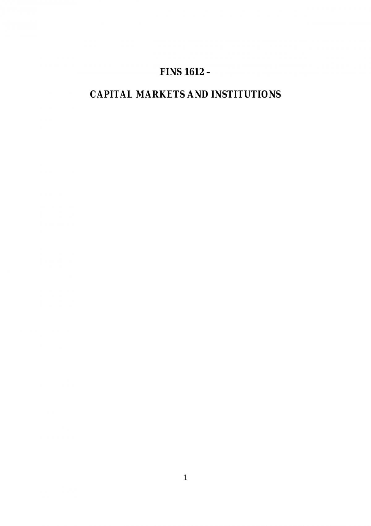 Capital Markets And Institutions - Page 1